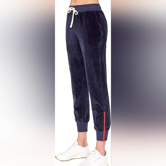 Sundry Navy blue Velour Zip Angle Jogger Sweatpants large 3 - Picture 1 of 8